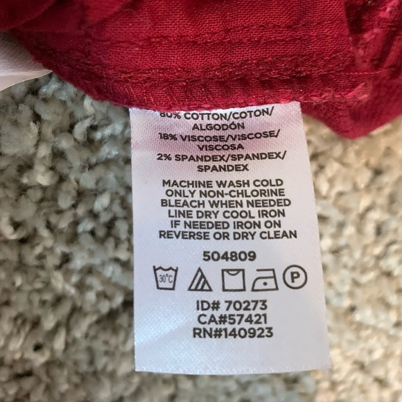 LOFT Dark Red Crushed Velvet Skinny Pants - Picture 2 of 5